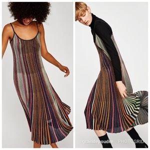 zara metallic knit dress